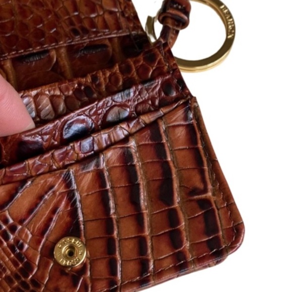 Brahmin Mini Key Brown Collodi Melbourne Genuine Leather Bi Fold Mini Wallet ID - Picture 11 of 12